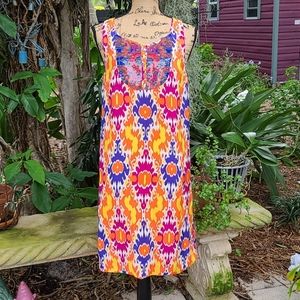 Anthropologie Floreat beautiful bright silk print shift dress. Sz 6. EUC
